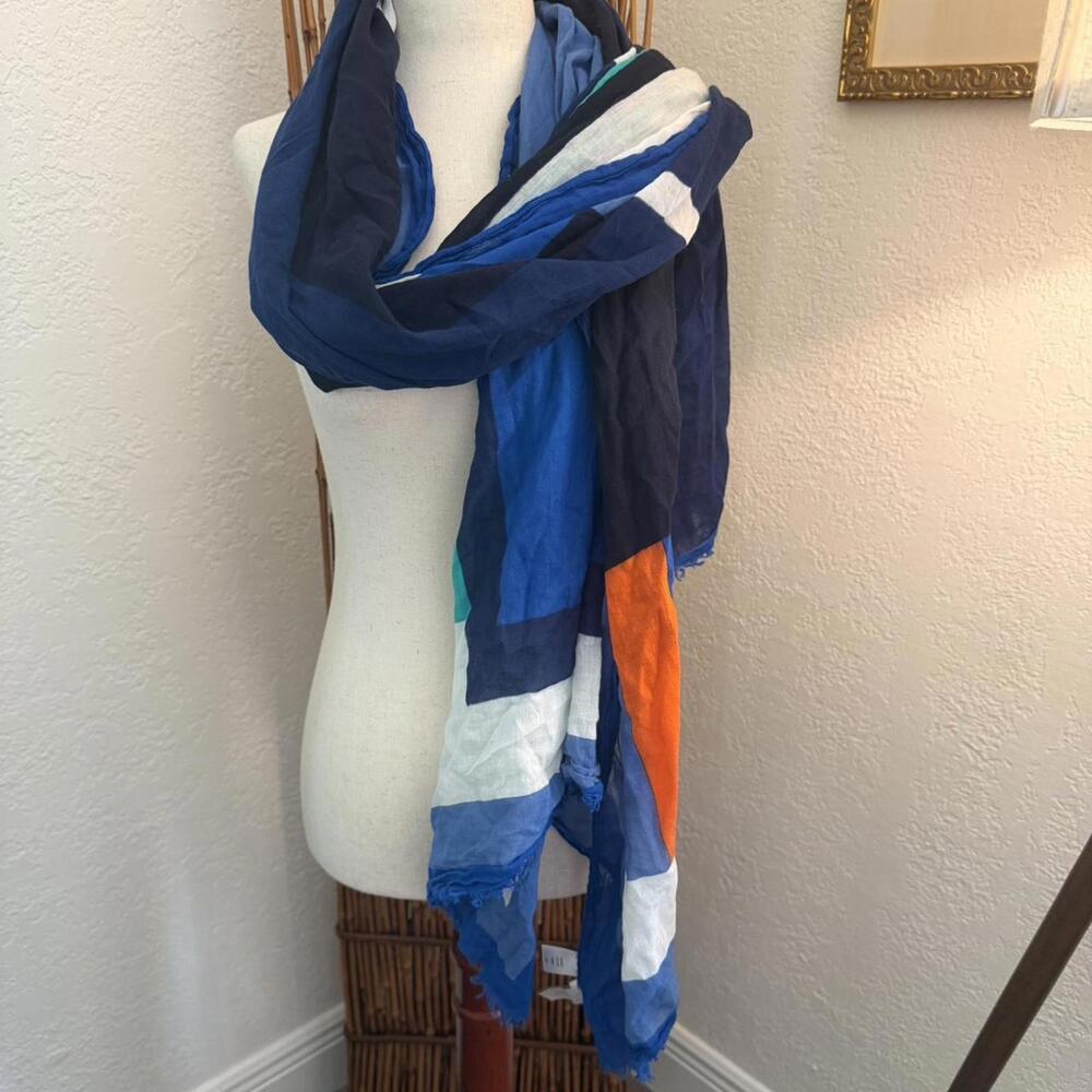 Ann Taylor Blue and white striped cotton scarf #stripes